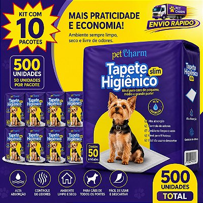 Kit 10 Pacotes Tapete Higiênico Para Cães com 500 Unidades 60x50cm