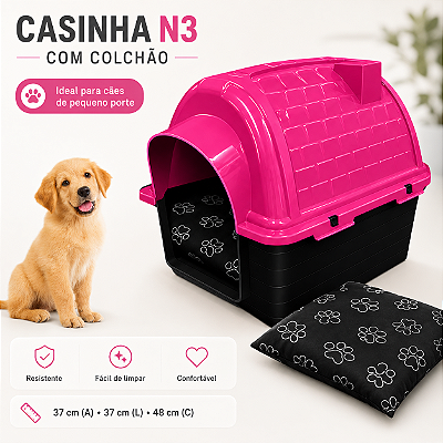 Casa Casinha Para Cachorro Com Colchão N3