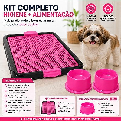 Sanitário Canino Com Comedouro E Bebedouro Elevado 150ml