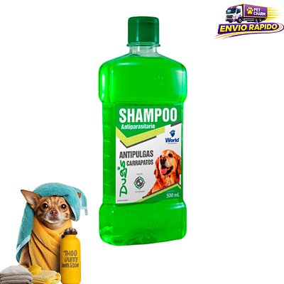 Shampoo Antiparasitário Dug’s World 500ml Controle de Pulgas e Carrapatos