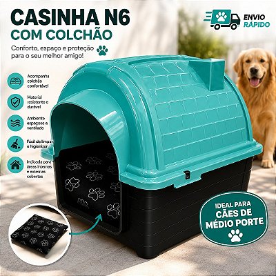 Casa Casinha Para Cachorro Com Colchão N6