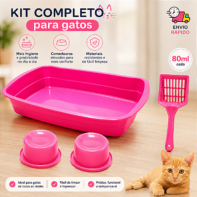 Bandeja Simples + Pá Higiênica + Comedouro Elevado 80ml