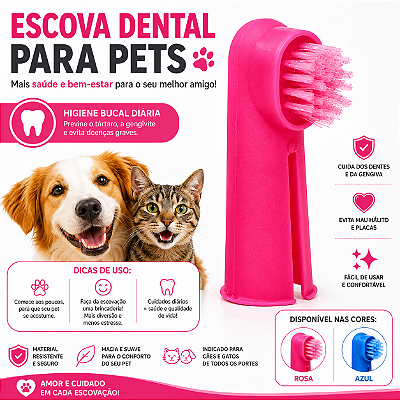 Escova de Dente Para Gatos e Cachorros