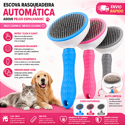 Escova Tira Pelos Automática Pet