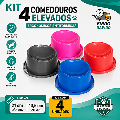 Kit 4 Comedouro Elevados 80ML