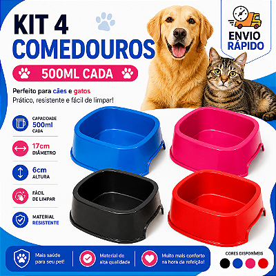 Kit 4 Comedouro Simples 500ML