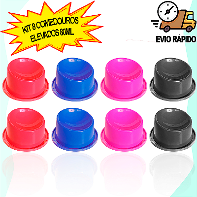 Kit 8 Comedouro Elevados 80ML