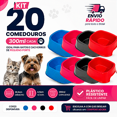Kit 20 Comedouro Simples 300ml