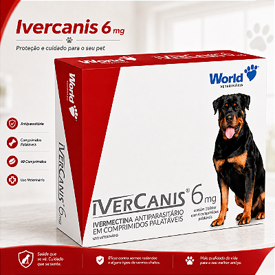 Ivercanis 6mg 4 comprimidos Medicamento Antiparasitário Para Cães
