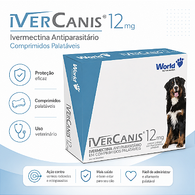 Ivercanis 12mg 4 comprimidos Medicamento Antiparasitário