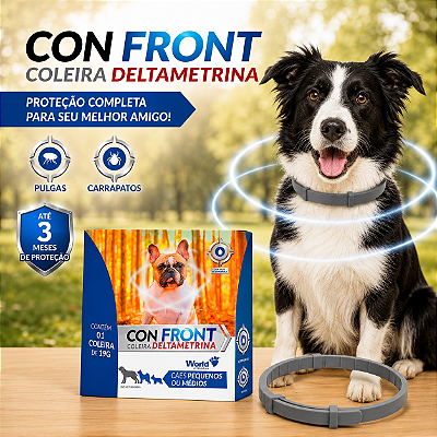 ConFront Coleira Daltametrina 19g Para Cães Anti Pulgas e Carrapatos