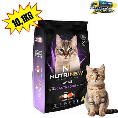 Ração Para Gatos Castrados 10,1kg Nutrinew Salmão E Arroz