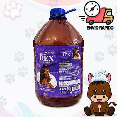Shampoo Para Cavalos Galloper Rex 5 Litros Pelos Sedosos E Brilhantes