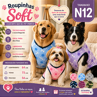 Roupinha Roupa Para Cachorro Agasalho Macho e Fêmea N12