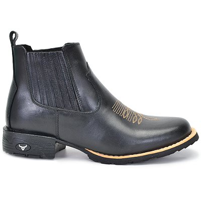 Bota Masculina Country Cowboy Bico Redondo Couro Legítimo Brete