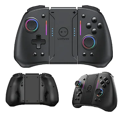 CONTROLE WIRELESS LIN YUVO KS42 SWITCH/LITE/OLED PRETO COM BLUETOOTH E SENSOR MOVIMENTO