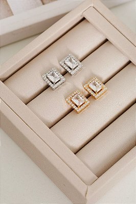 Brinco Quadrado Zircônia