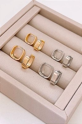 Brinco Dupla Argola Quadrada