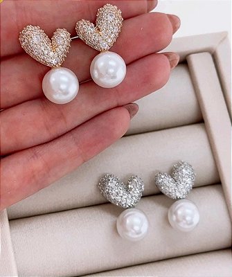 Brinco Coração Pérola