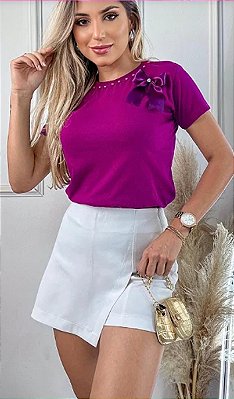 T-SHIRT (Lilás) Com Laço