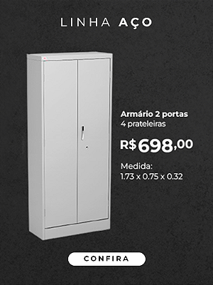 ARMÁRIO 2 PORTAS DE CORRER 4 PRATELEIRAS