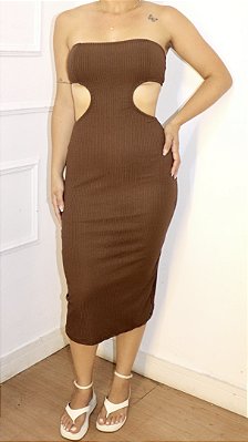Vestido midi canelado