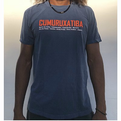 Camisa Estonada Cumuruxatiba Praias Azul Marinho