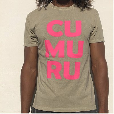 Camisa Estonada CU-MU-RU Areia + Rosa Neon