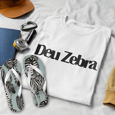 Combo Deu Zebra: T-shirt Branca + Chinelo de dedo 