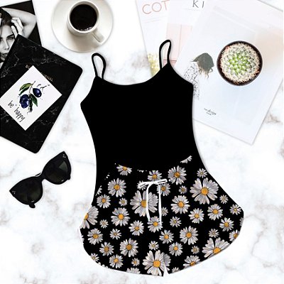 Baby Doll Feminino Preto Alcinha Margarida
