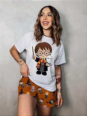 Pijama Feminino De Manga Curta Harry Potter