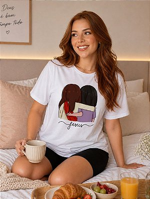 Pijama Feminino De Manga Curta Mestre J Shorts Preto