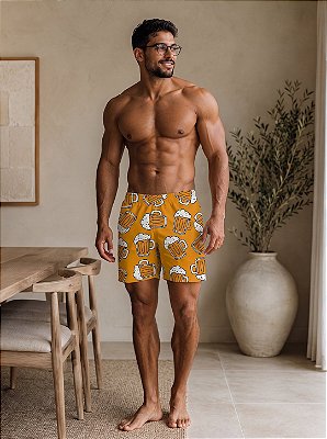 Bermuda Masculina Shorts Samba Canção Estampa Bier