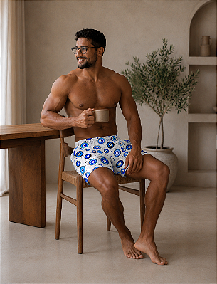Bermuda Masculina Shorts Samba Canção Estampa Olho Grego