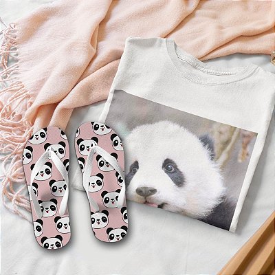 Combo Panda: T-shirt  + Chinelo de dedo