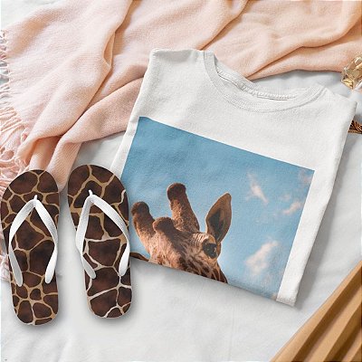 Combo Girafa: T-shirt Branca  + Chinelo de dedo