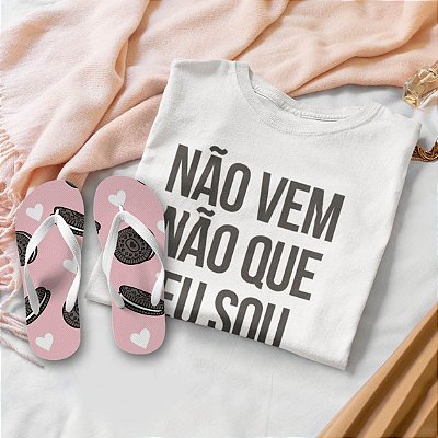 Combo Não vem Não: T-shirt  + Chinelo de dedo