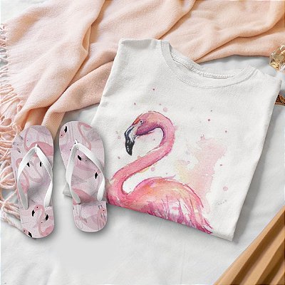 Combo Flamingo: T-shirt  + Chinelo