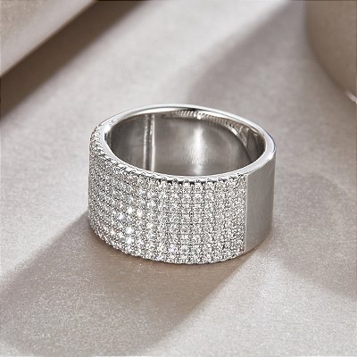 Anel Moissanite Meia Eternidade