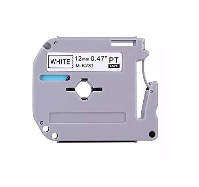 Fita Rotuladora M231 MK231 MK 231 - 12mm Compatível Brother Preto/Branco