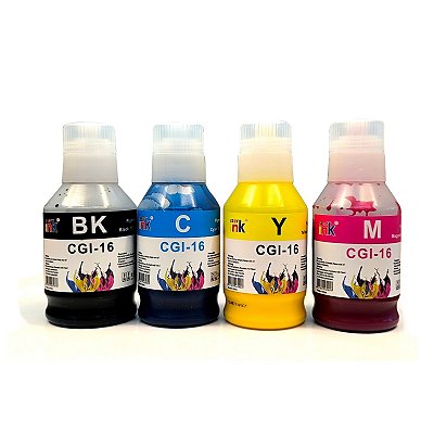Kit Tinta Compatível Canon Pigmentada GI-16 4 Cores CMYK | GI16 | Gi16 | 6010 | 7010 | Star Ink
