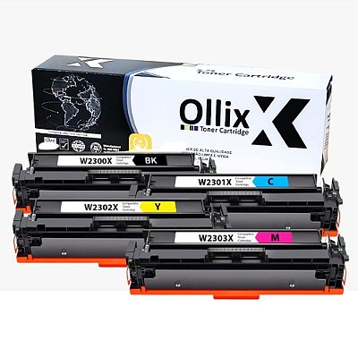 Kit Toner Compatível HP | COM CHIP | 230X | W2300X | W2301X | W2302X | W2303X | 4 CORES | 4203 | 4203DW | 4303DW | 4303 | Ollix