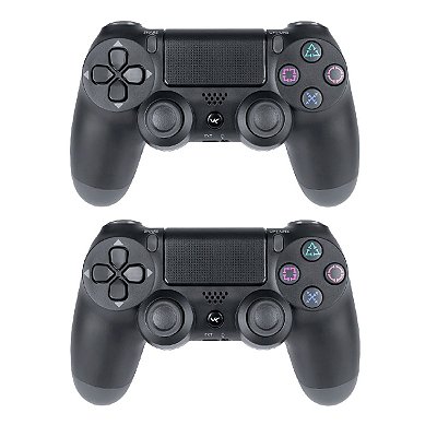 Kit com 2 Controles Playstation 4 Dualshock Sem Fio | PS4 | Play 4 | Preto | Vinik