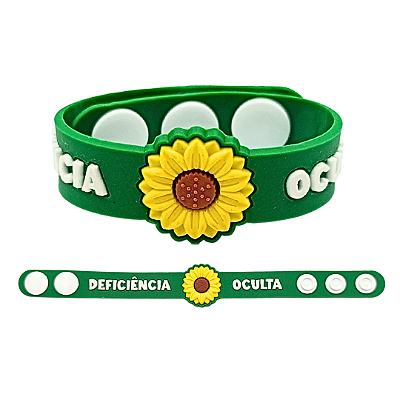 Pulseira Adulto Girassol Deficiências Ocultas Emborrachada