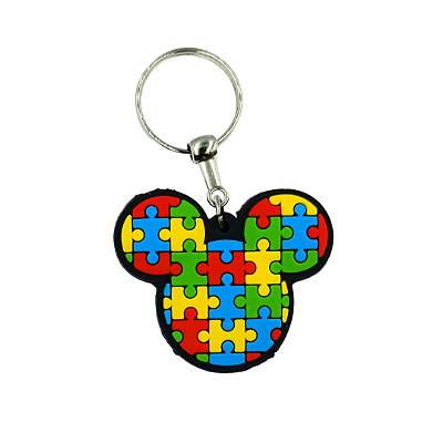 Chaveiro Emborrachado Mickey Quebra Cabeça Autismo