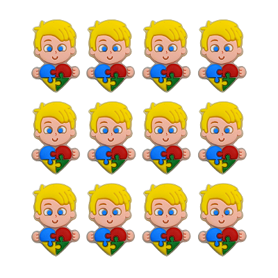 12 Apliques Emborrachados - Autismo - Menino II