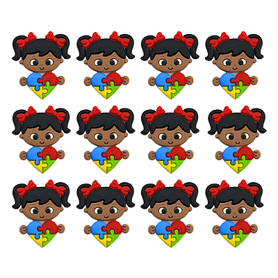 12 Apliques Emborrachados - Autismo - Menina III