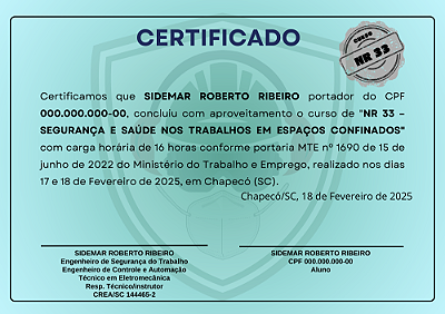 CURSO NR 33 - SEGURANÇA EM ESPAÇOS CONFINADOS | CERTIFICADO VÁLIDO EM TODO O BRASIL