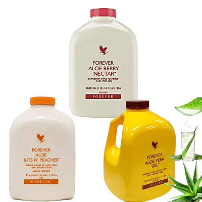 3 Sucos de Aloe Vera Forever - 1 de cada sabor