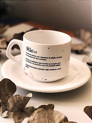 Xícara Personalizada com Pires - Dia das Mães - Presente